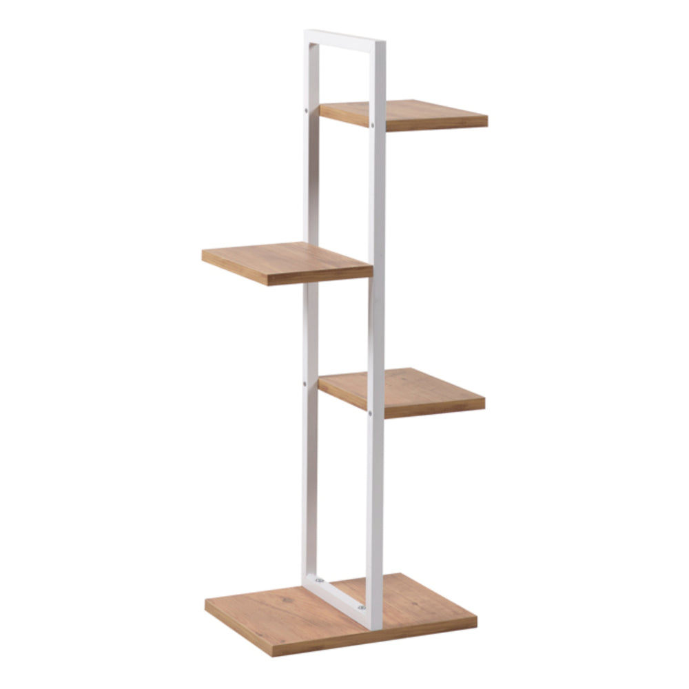 Pflanzregal Blaabjerg Metall 90x35x26cm Weiß / Walnussoptik [en.casa]