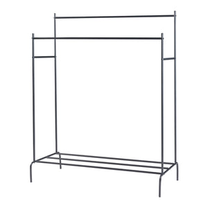 Kleiderständer Bramming mit zwei Garderobenstangen 147 x 116 x 54 cm Schwarz [en.casa]