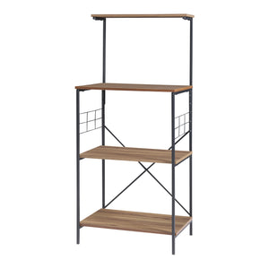 Standregal Billund mit 4 Ablageflächen 133 x 60 x 42 cm Schwarz / Walnuss-Optik [en.casa]