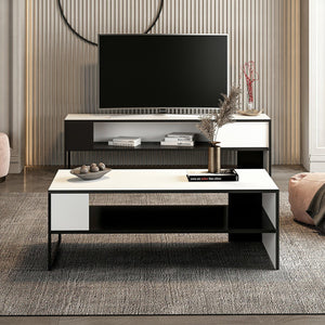 Couchtisch Ejby 42x120x60 cm Weiß / Schwarz [en.casa]