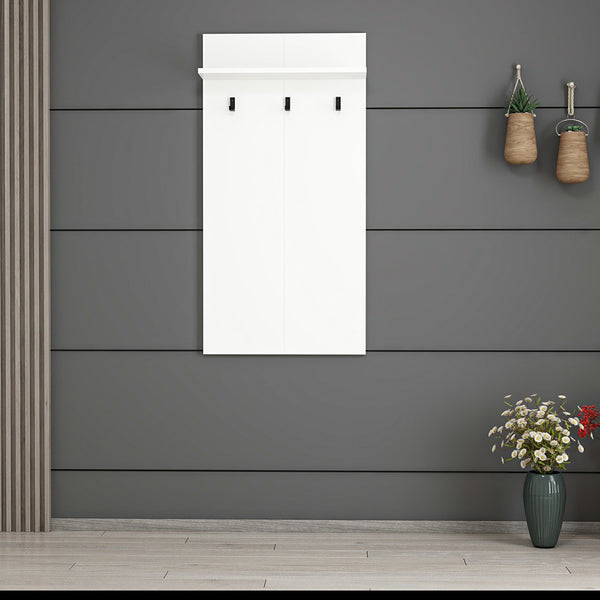 Garderobenpaneel Farsø mit Ablage und 3 Haken Weiß [en.casa]