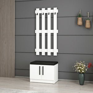 Garderobenpaneel mit Schuhbank Farum Weiß [en.casa]