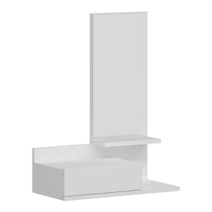 Wandregal mit Spiegel und Schublade Gundsø Weiß [en.casa]