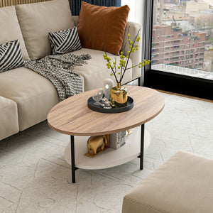 Couchtisch Fredericia mit unterer Ablage Eicheoptik / Weiß [en.casa]