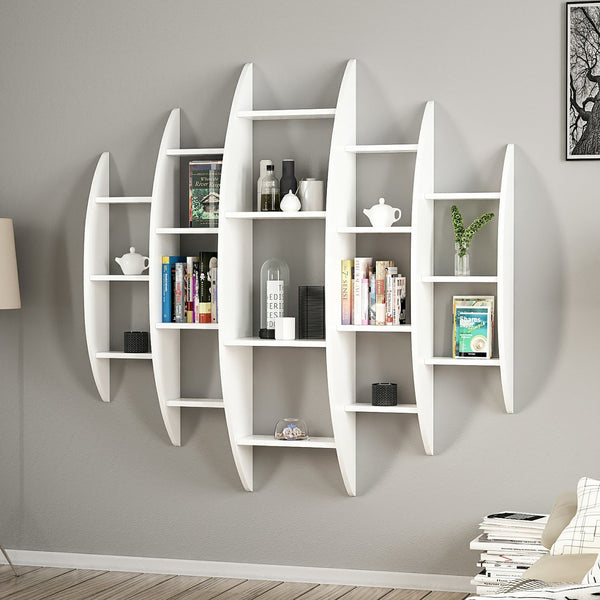 Wandregal Dianalund 147x146x29 cm Weiß [en.casa]