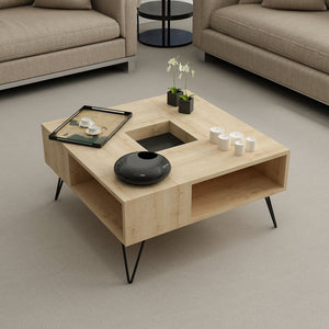 Couchtisch Gråsten mit Ablagefächern Saphir Eiche / Schwarz [en.casa]