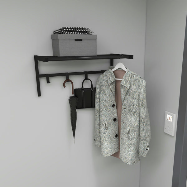 Wandgarderobe Tolga mit Hutablage Schwarz [en.casa]