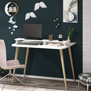 Schreibtisch Östhammar mit Tischaufsatz Weiß [en.casa]