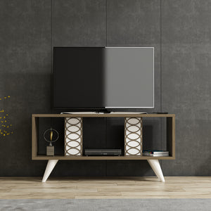 Fernsehtisch Ockelbo 45x90x30 cm Weiß / Walnuss [en.casa]