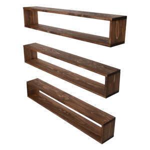 Wandregal Næstved im 3er Set Kiefernholz, gebeizt [en.casa]
