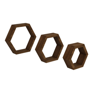 Wandregal-Set Stubbekøbing 3-tlg. Kiefernholz Dunkler Holzton [en.casa]