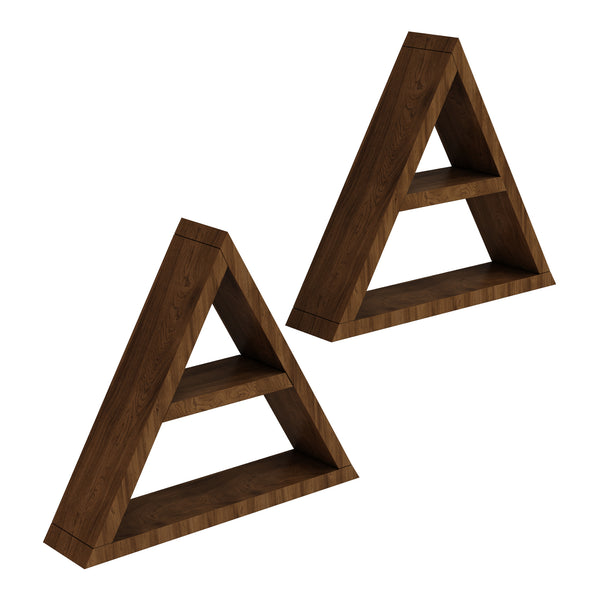 Wandregalset Sydlangeland 2er Set Kiefernholz dunkler Holzton [en.casa]