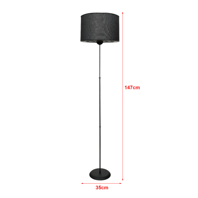 Maßskizze Stehleuchte Malmesbury 1 x E27 Metall Schwarz [lux.pro]