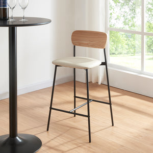 Barstuhl Jyväskylä 2er Set 89x40x45 cm Beige [en.casa]