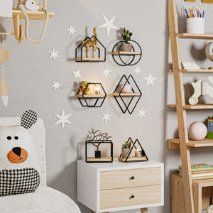 Wandregalset Outokumpu 6er Set Schwarz/Natur [en.casa]