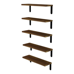 Wandregal Frogn 5er Set Holzfarben/Schwarz [en.casa]