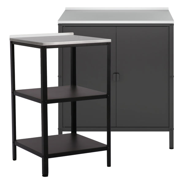 Outdoorset Bolognano Standregal und Schrank Schwarz, matt [casa.pro]