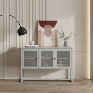 Sideboard Sund mit 3 Türen Stahl Grau [en.casa]