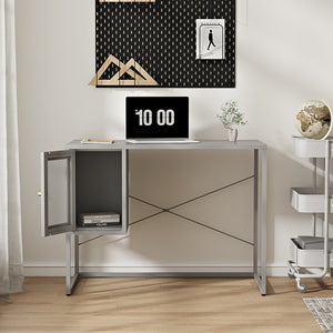 Schreibtisch Sund Stahl 75x100x50 cm Grau [en.casa]