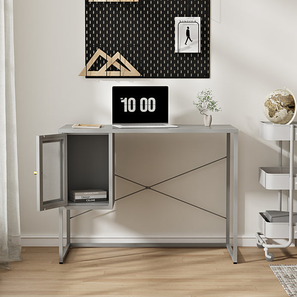 Schreibtisch Sund Stahl 75x100x50 cm Grau [en.casa]