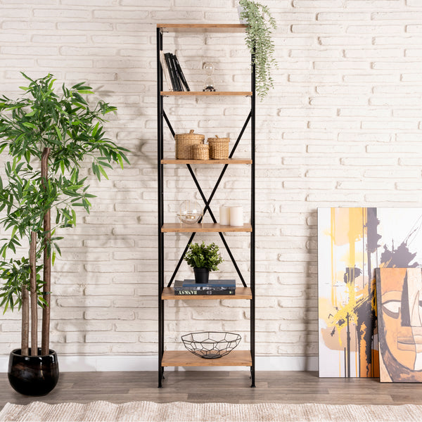 Standregal Åre 180x50x30cm Schwarz/Holzoptik [en.casa]