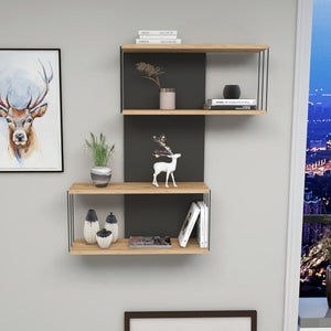 Wandregal Pudasjärvi 65x19x96 cm Anthrazit/Eichenoptik [en.casa]