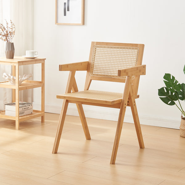 Esszimmerstuhl Asikkala 79x50x50cm Bambus/Rattanoptik [en.casa]