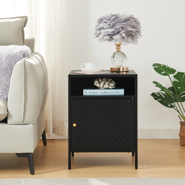 Nachtschrank Janakkala 55x40x40 cm Stahl Schwarz [en.casa]