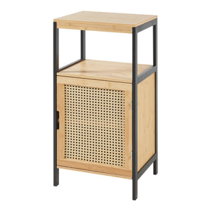 Badschrank Tervola 80x40x35cm Bambus Schwarz [en.casa]