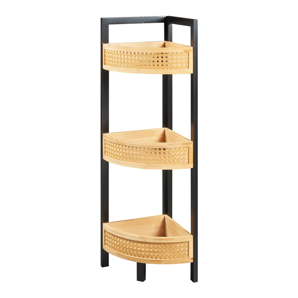 Eckregal Tervola 80x23x23 cm Schwarz/Bambus [en.casa] - premiumXL