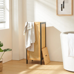 Wäschekorb Tervola 51 L Schwarz/Bambus [en.casa]