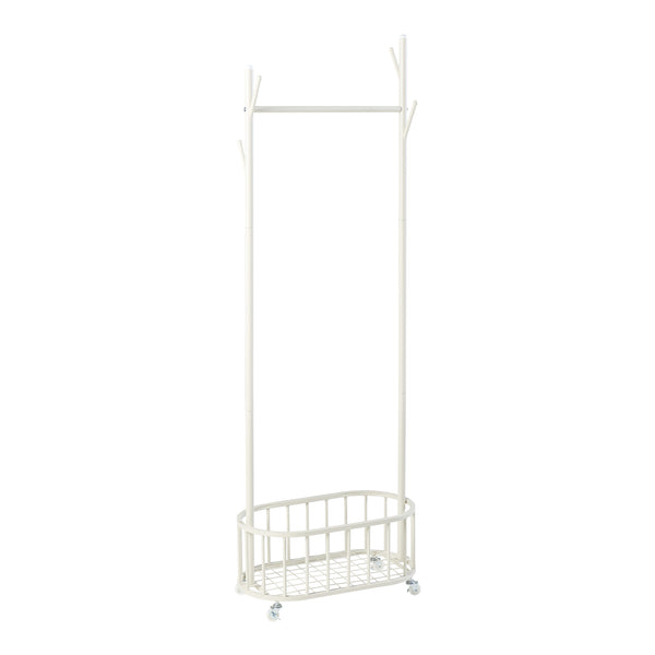 Rollbarer Garderobenständer Risør Stahl Weiß [en.casa]