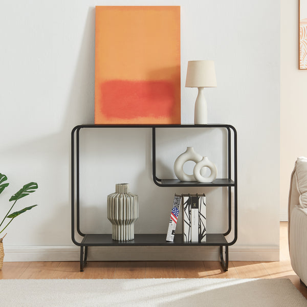 Konsolentisch Færder Metall 92x33x81 cm Schwarz [en.casa]