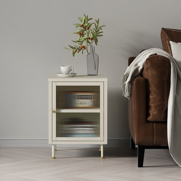 Beistellschrank Lindau 56x40x40 cm Cremeweiß [en.casa]