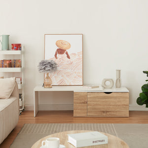 Beistelltisch Österåker 100x47,5x40 cm Holzoptik/Weiß [en.casa]