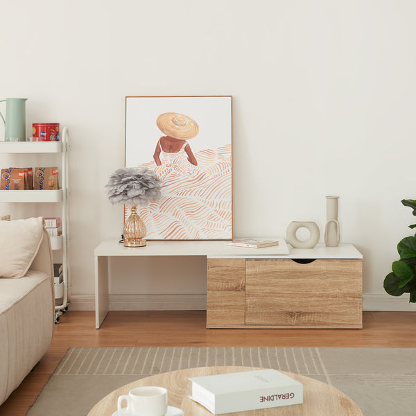 Beistelltisch Österåker 100x47,5x40 cm Holzoptik/Weiß [en.casa]