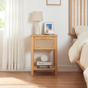 Nachttisch Leirfjord 60x40x35 cm Bambus Natur [en.casa]