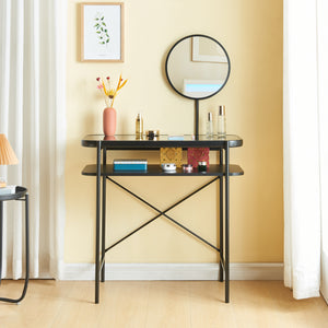 Schminktisch Hjelmeland mit Spiegel 129x80x44 cm Schwarz [en.casa]