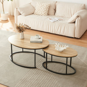 Satztisch Niederlande 2er Set Schwarz/Eiche [en.casa]