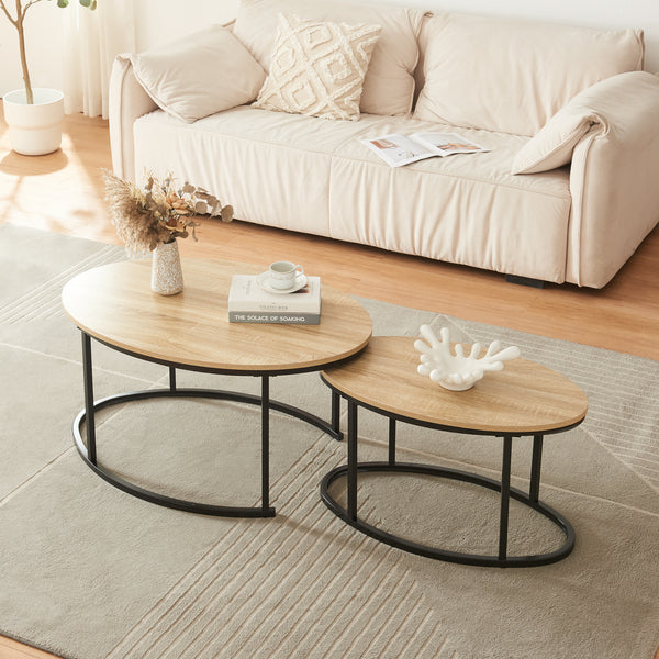 Satztisch Niederlande 2er Set Schwarz/Eiche [en.casa]