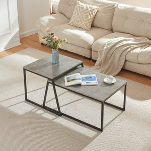 Satztisch Hyllestad 2er Set Schwarz/Betonoptik [en.casa]