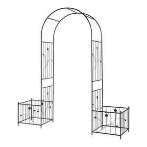 Rosenbogen Barisciano mit 2 Blumenkästen Schwarz [casa.pro]