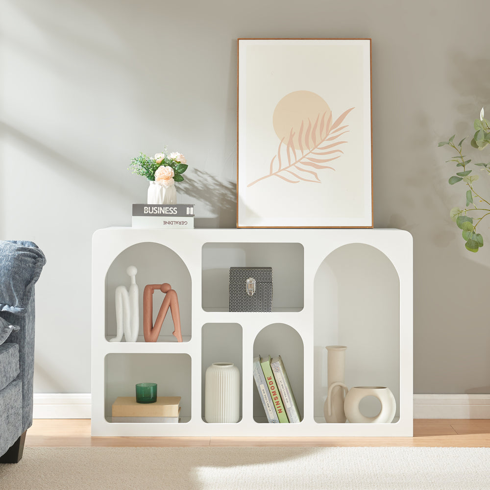 Sideboard Vågå mit offenen Fächern 110x30x70 cm Weiß [en.casa] - premiumXL