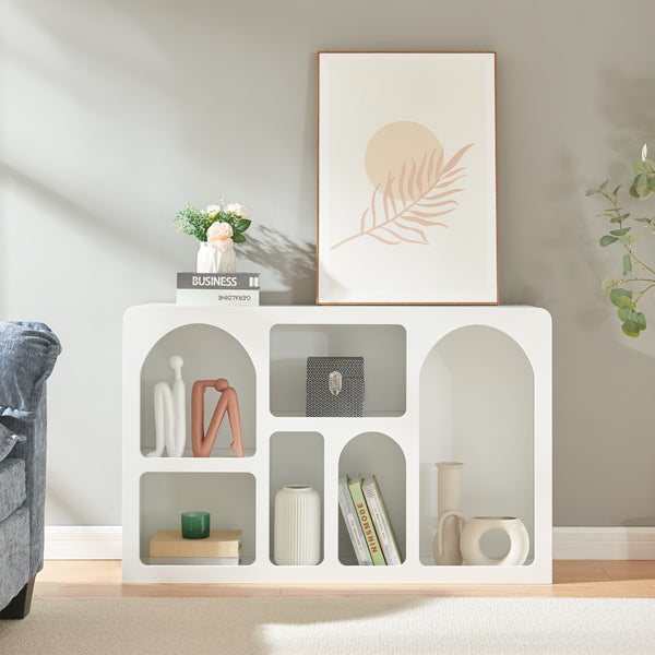 Sideboard Vågå mit offenen Fächern 110x30x70 cm Weiß [en.casa]