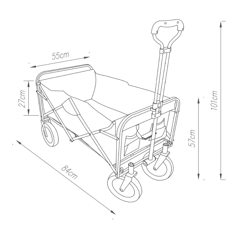 Maßskizze Bollerwagen Stenlille 84x55 cm max. 80kg Schwarz [pro.tec]