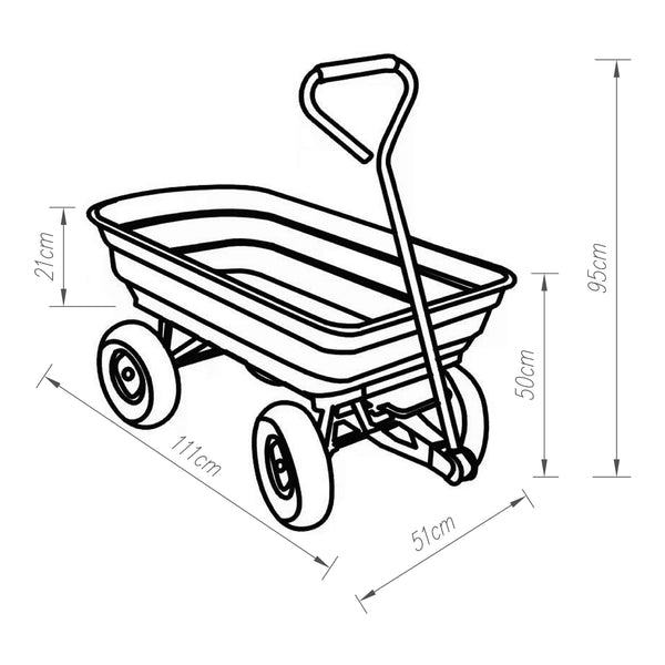 Bollerwagen Corfinio 111x51 cm max. 250kg Grün/Schwarz [pro.tec]