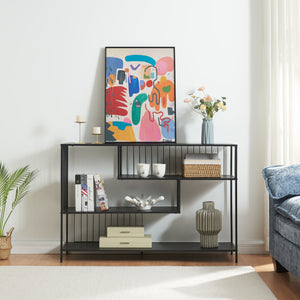 Konsolentisch Oxelösund 120x33x80 cm Schwarz [en.casa]