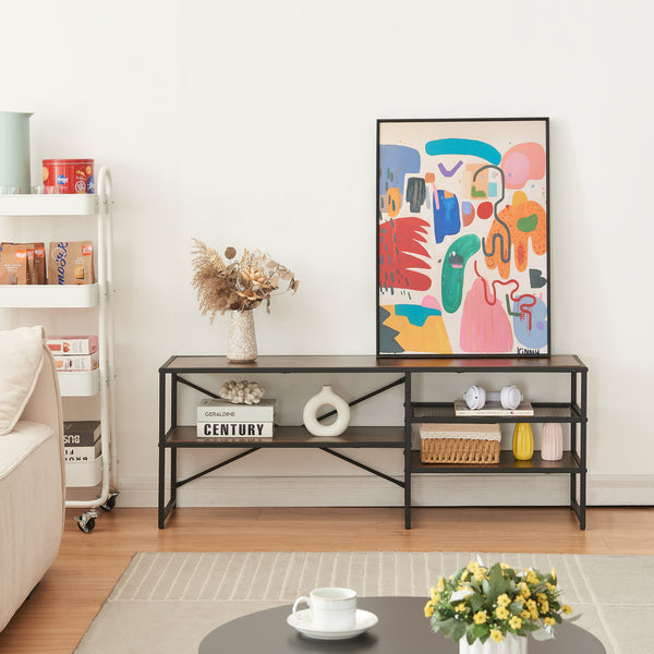 Fernsehtisch Västiarharg 120x30x46 cm Schwarz/Walnussoptik [en.casa]