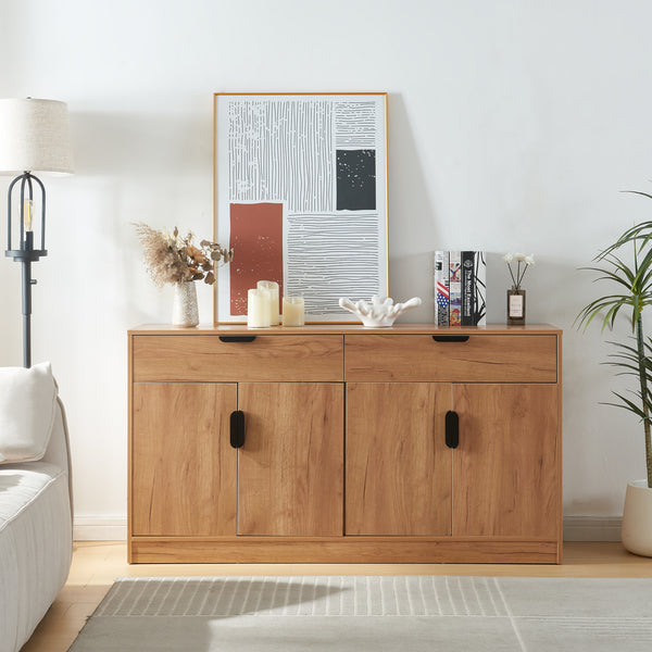 Sideboard Varkaus 75x140x40cm MDF Eichenoptik [en.casa]