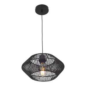 Hängeleuchte Amersham Metall+Rattan Schwarz [lux.pro]